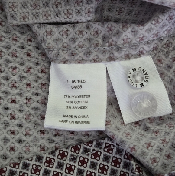 Lucky Brand Men's Large Classic Stretch Patterned Shirt - Picture 11 of 12